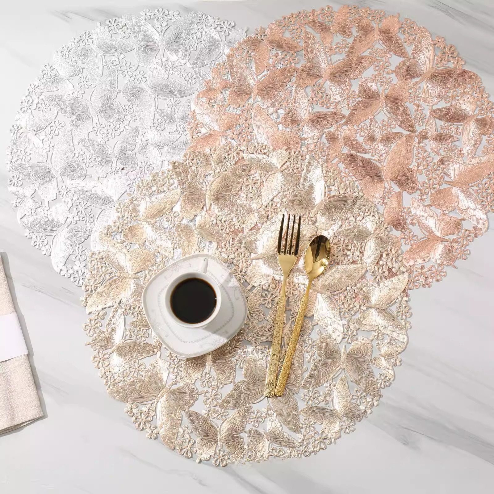 高级感镂空PVC餐垫烫金