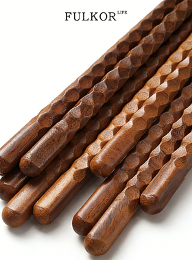 创意龟甲木筷子家用防滑耐高温天然原木质无漆无蜡家庭装实木快子