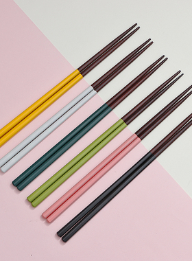 红檀木筷家用防滑防烫耐高温一人一筷高档日式天然实木筷子家庭装