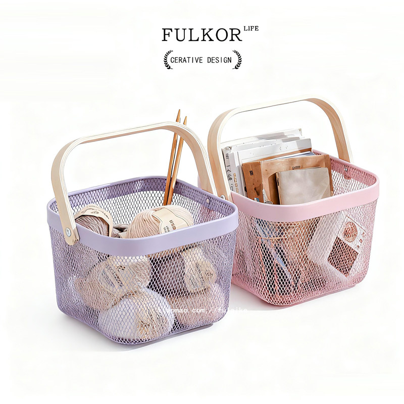 手提式收纳篮家用桌面书本杂物置物筐橱柜铁艺镂空碗筷果蔬储物筐,收纳整理,其他收纳篮,淘宝优惠券,粉丝福利购,淘宝优惠卷