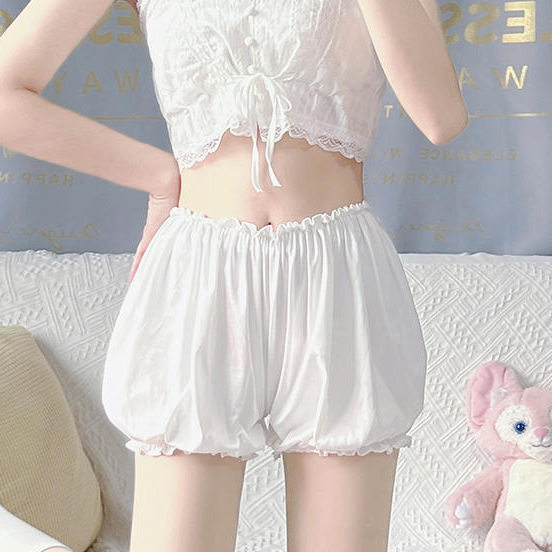 白色安全裤防走光不卷边保险裤jk女夏可外穿花苞灯笼打底南瓜