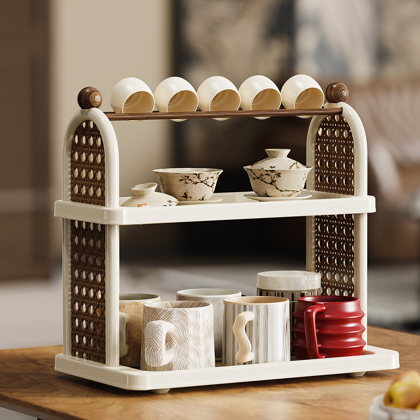 杯架杯子沥水架餐桌台面水杯茶杯咖啡杯收纳架子餐边柜置物架双层,厨房/烹饪用具,厨房置物架/置物柜/角架,淘宝优惠券,粉丝福利购,淘宝优惠卷