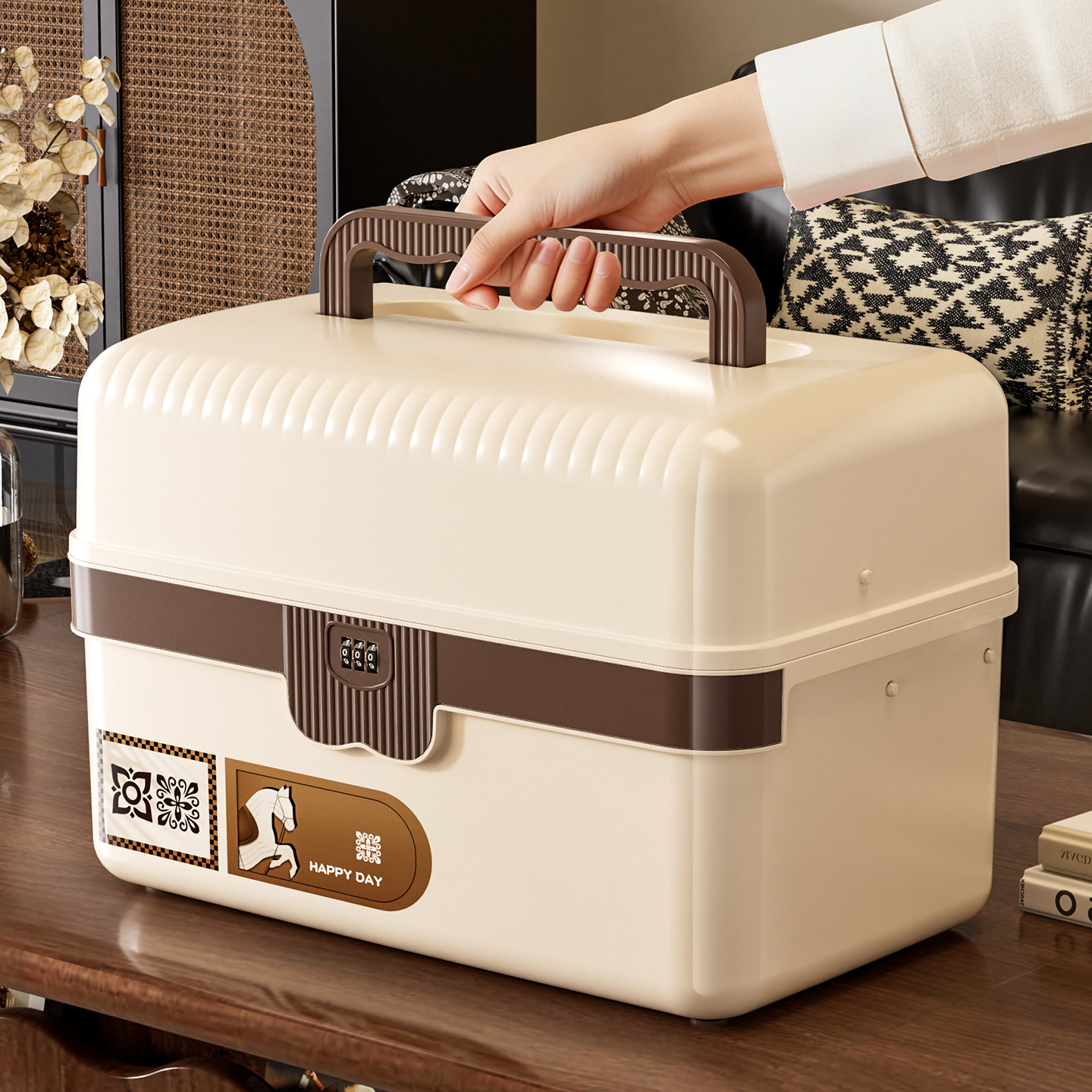 带锁收纳箱家用贵重物品