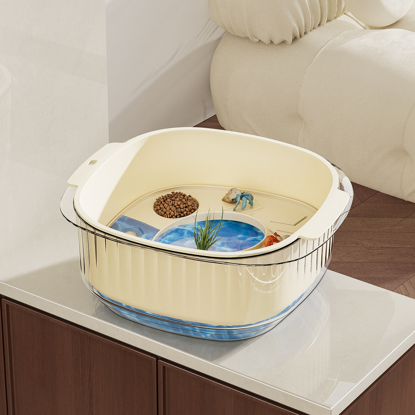 乌龟饲养缸生态家用小型豪华别墅专用箱小鱼缸巴西龟盒爬台草龟盆