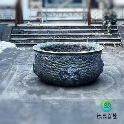 石雕鱼缸花盆石缸庭院门海大缸天然石头水缸青石仿古养鱼池荷花缸