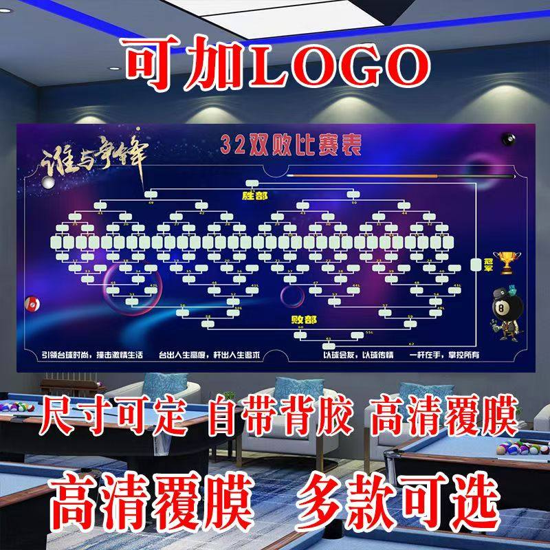 16人32人双败小铁杯台球室比赛晋级规则对阵表赛程季度年度表贴画