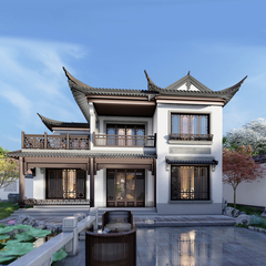 二层农村自建房子两层别墅设计图纸新中式网红苏式院子建房图2341