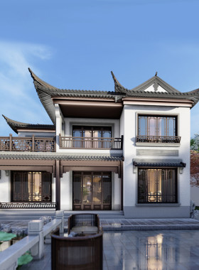 二层农村自建房子两层别墅设计图纸新中式网红苏式院子建房图2341