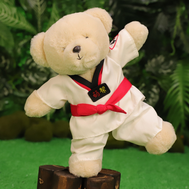可爱功夫泰迪熊熊毛绒玩具抱抱熊公仔跆拳道玩偶关节小熊儿童礼物