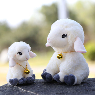 铃铛坐绵羊公仔羊年吉祥物家具摆件儿童玩偶毛绒玩具睡觉抱枕