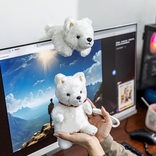 小动物毛绒玩具可爱白狗掌中宝仿真动物公仔挂件礼品摆件