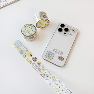 secondmorning韩国代购 可爱柠檬装饰贴纸透明胶带手账拼贴素材