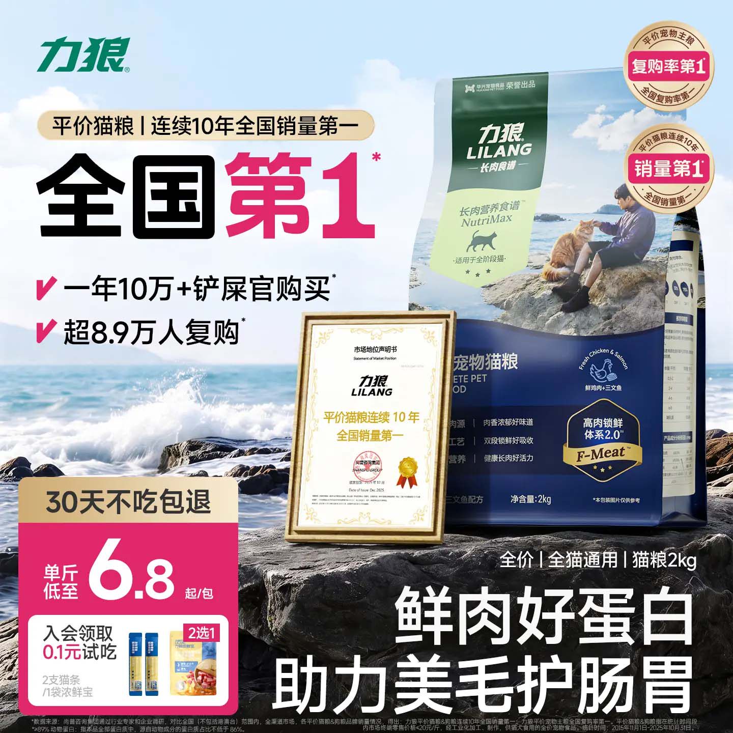 力狼全阶段营养猫粮试吃2kg