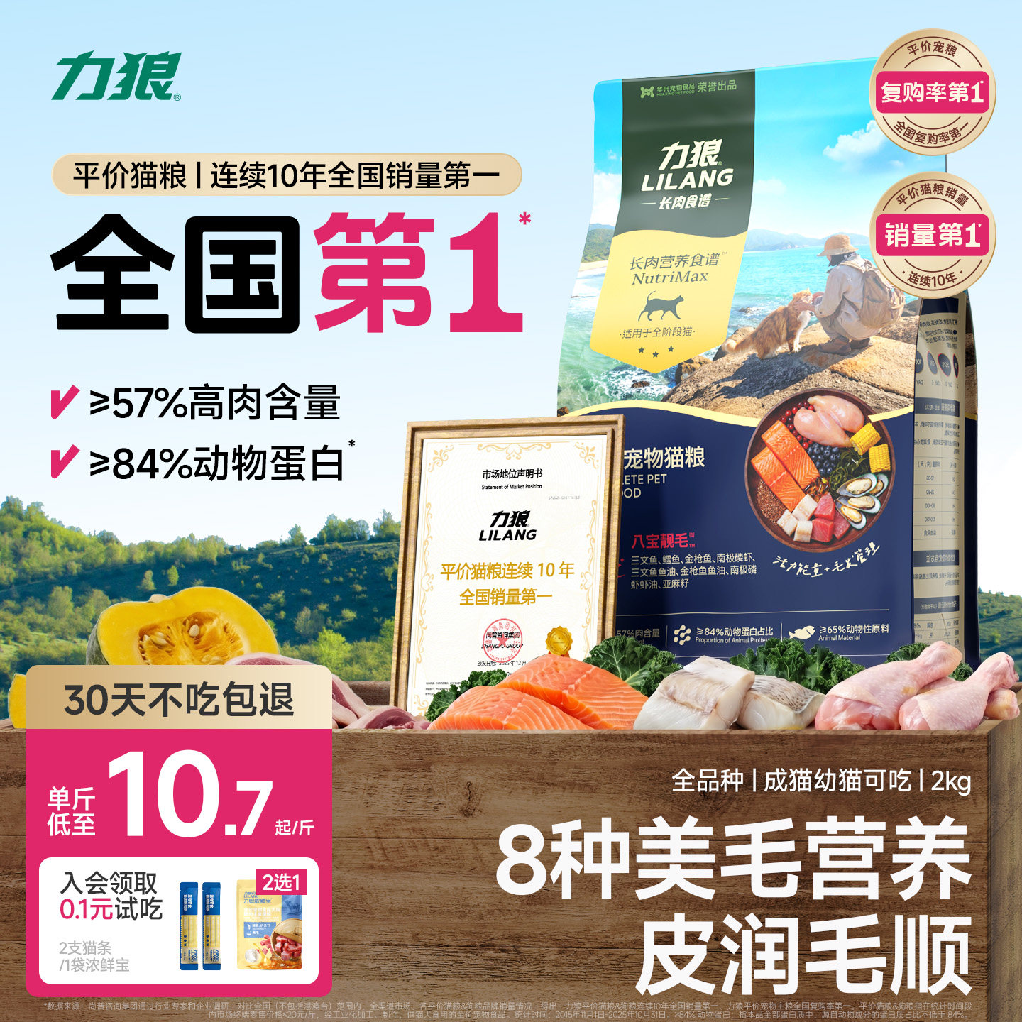 力狼全价鲜肉猫粮长肉美毛通用图片