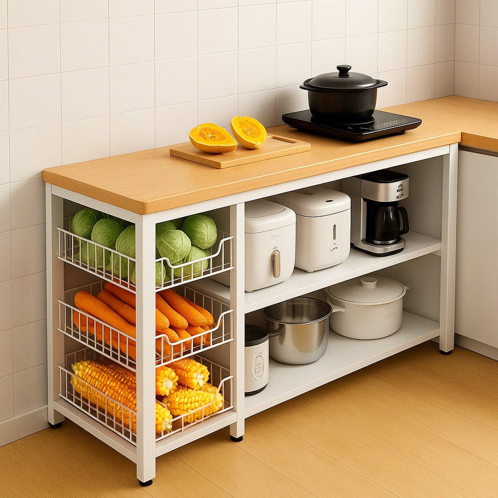 厨房置物架多层多功能落地切菜桌子工作台微波炉锅具收纳架子边柜,厨房/烹饪用具,厨房置物架/置物柜/角架,淘宝优惠券,粉丝福利购,淘宝优惠卷