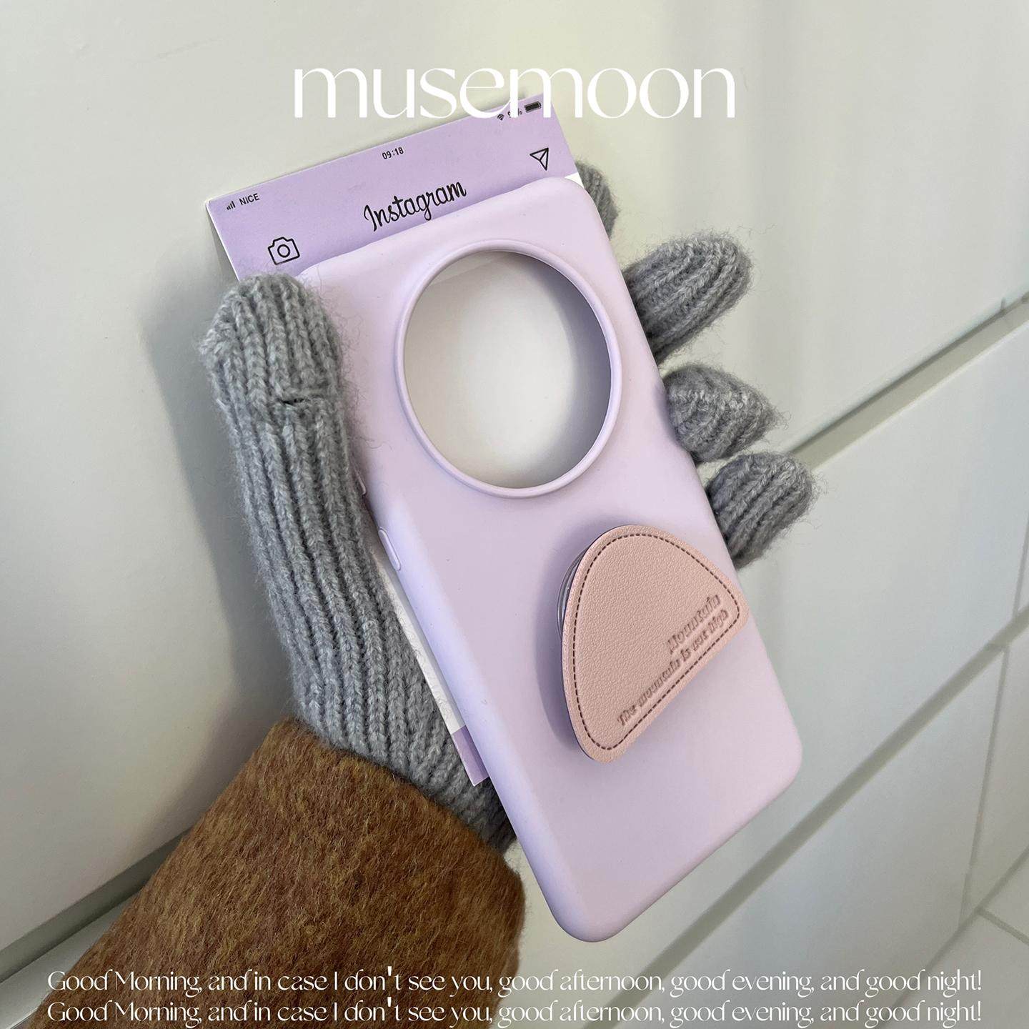 MUSEMOON cha软萌少女粉紫色配色真液态硅胶手机壳粉色山丘支架适用mate70pro+iphone16oppovivo小米15一加13