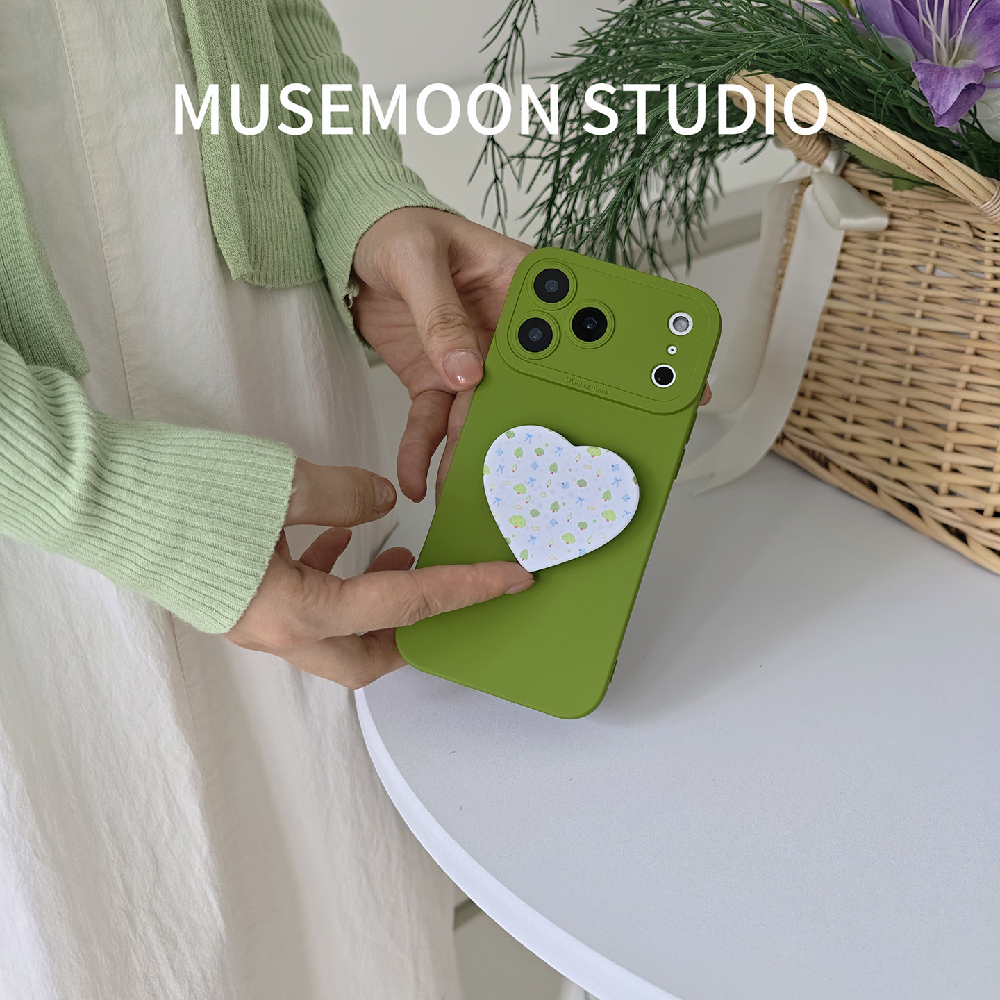 MUSEMOON|童话森林Forest 清新春日森系氧气感林间山绿硅胶手机壳爱心支架适用苹果17华为pura90小米17/X300
