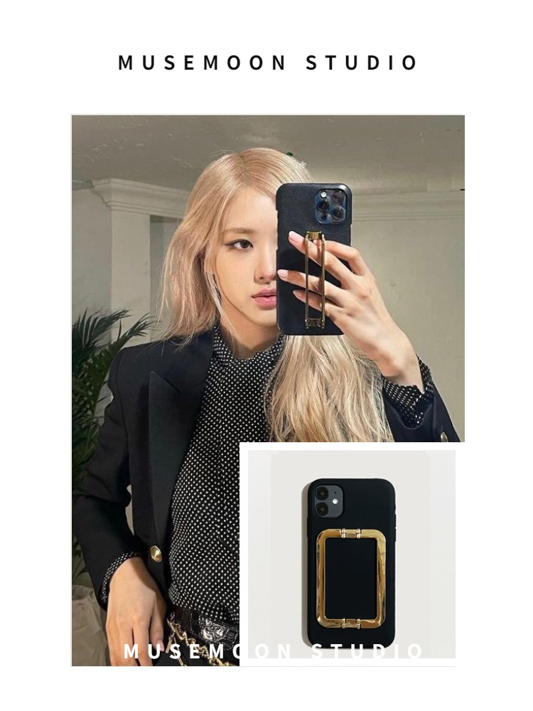 小众朴彩英rose同款高级感ins金属方扣支架iphone15/16promax手机壳适用华为mte70pro液态硅胶华为mate60手提