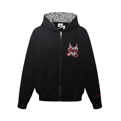 YUSISTER恶魔印花连帽开衫卫衣