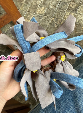 【实拍】简约蓝色布条绑带发圈撞色个性甜美少女扎发头绳韩系发饰