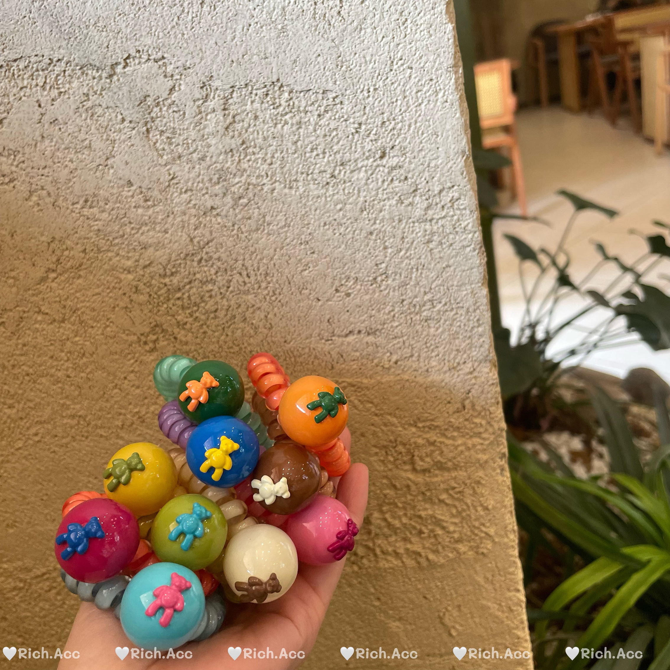 【实拍】饱和度超高多巴胺彩色球球小熊电话线基础发绳耐用发圈新