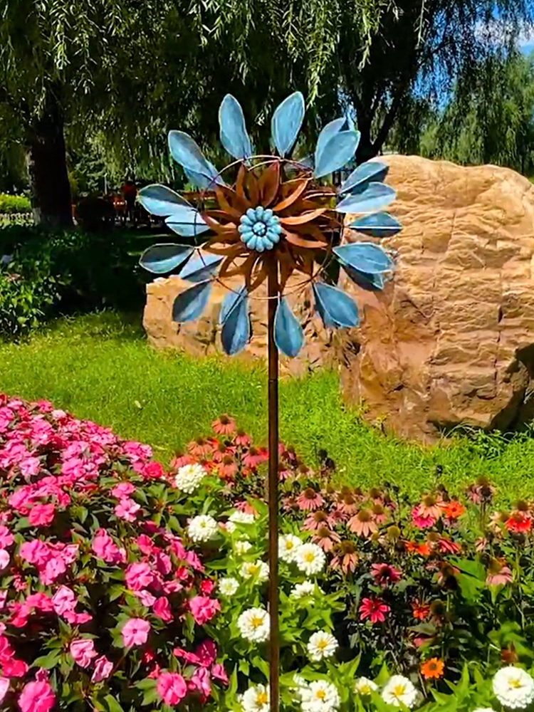 花园风车庭院装饰品户外铁覆古装饰旋转防锈组件简单防风旋转驱鸟