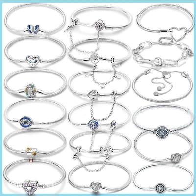 Sterling Silver Bracelet Fit Charms Butterfly Stars Moon Saf