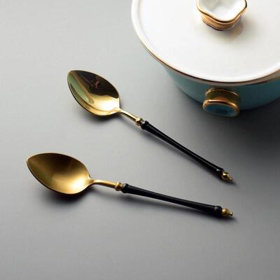 Black Gold Tea Scoop Luxury Dessert Spoon