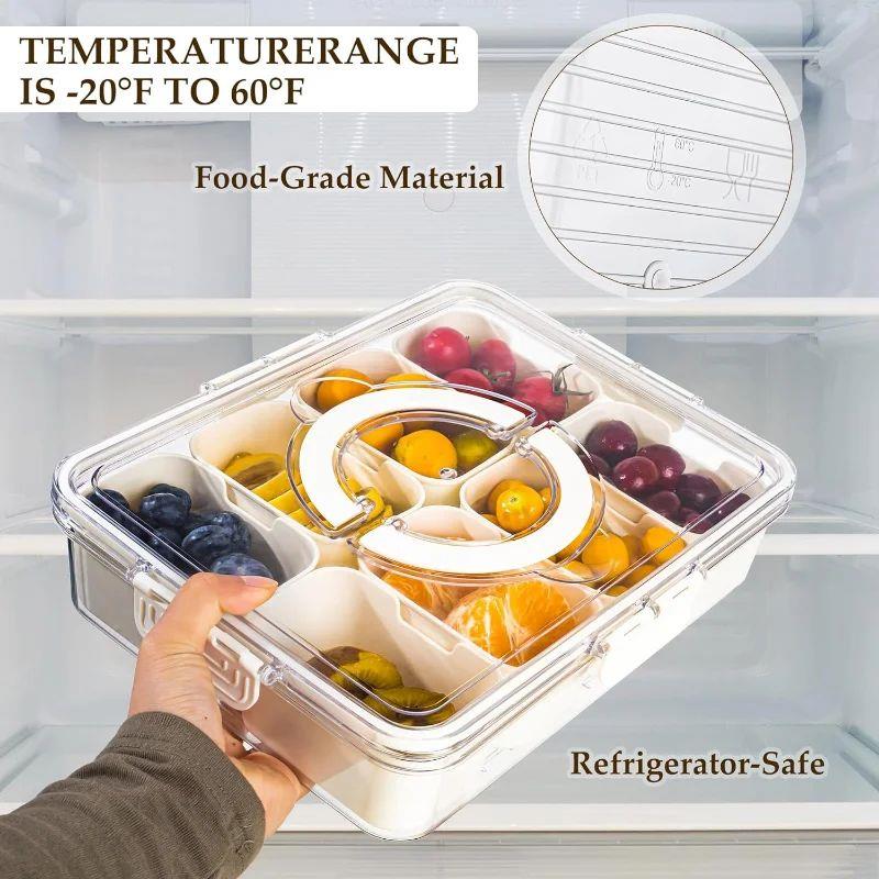 8 Grids Divided Serving Tray Storage Box Kitchen Portable Su