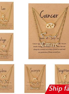 3pcs set Zodiac women necklace Personality new gift couple