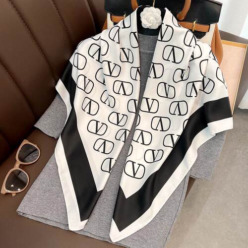 V letter 90 square scarf women