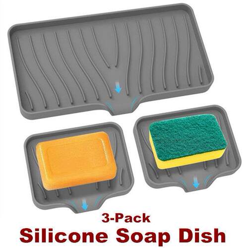 Silicone Soap Dish Bar Soap Holder Self Draining Soap Tray