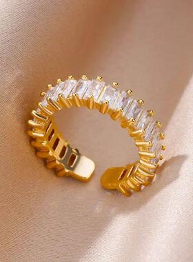 Stainless Steel Rings for Women Aesthetic Heart Gold Color W