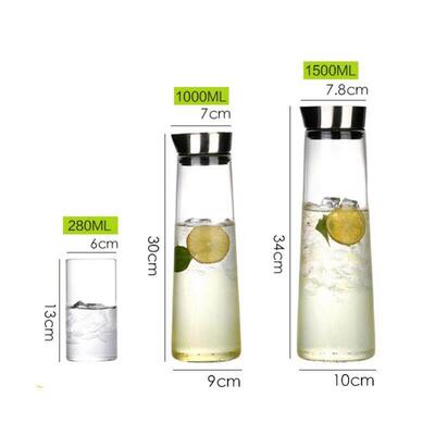 1L/1.5L Thickened Glass Water Bottle With Stainless Steel Li