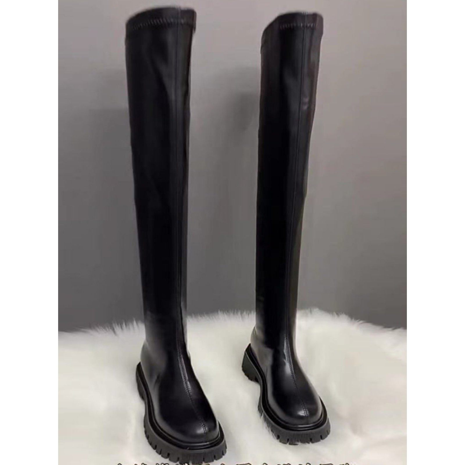 潮牌英伦风秋冬季新款马丁靴厚底显瘦长靴过膝平底真皮高筒骑士靴,女鞋,骑士靴,淘宝优惠券,粉丝福利购,淘宝优惠卷