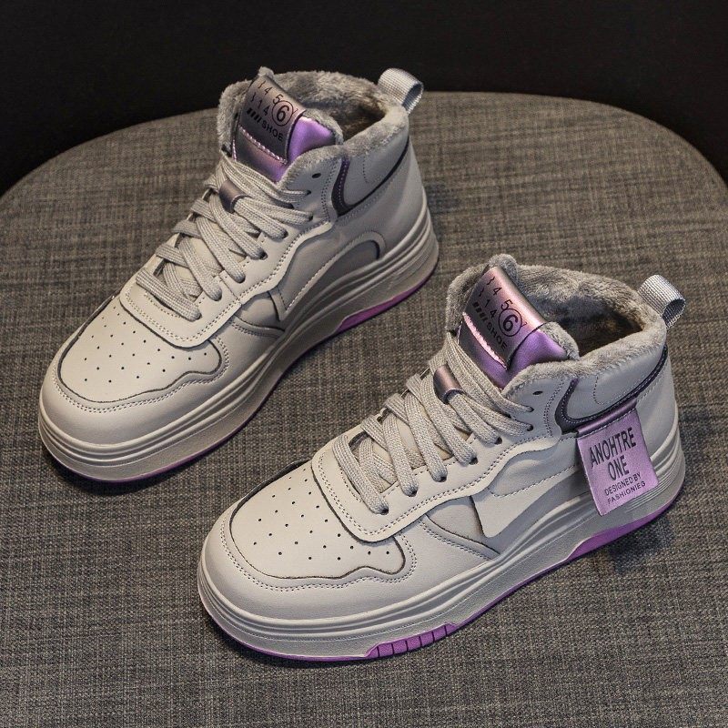 潮牌2025年新款秋冬季真皮ins潮小众百搭运动休闲加绒高帮板鞋女,女鞋,高帮鞋,淘宝优惠券,粉丝福利购,淘宝优惠卷