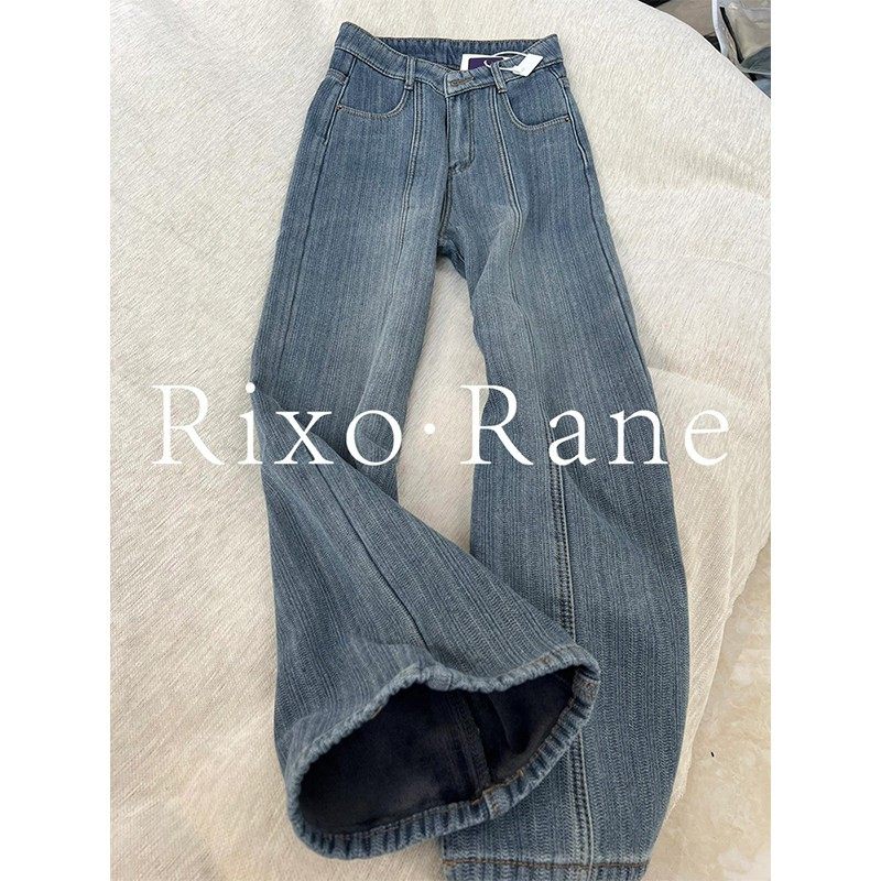法国Rixo Rane 秋冬BI备?法式高街纹理加绒牛仔裤高腰窄版阔腿裤,女装/女士精品,大码裤装,淘宝优惠券,粉丝福利购,淘宝优惠卷