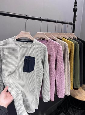 Ander Jurnal ~户外休闲防风抓绒衣男士春秋季时尚百搭德绒体恤男