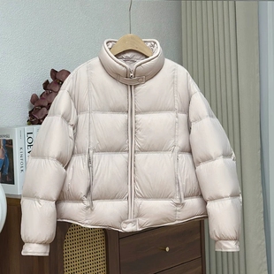 韩版时尚立领短款泡芙羽绒服女冬季90白鸭绒百搭保暖面包服外套潮