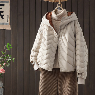 新国标90白鸭绒羽绒服女短款轻薄