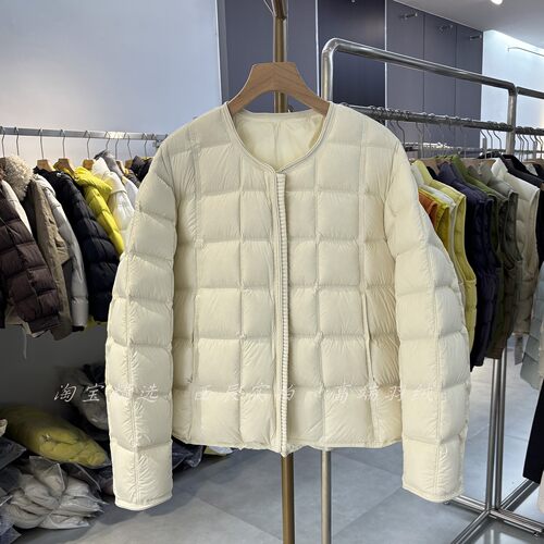 韩系蓬松方格90鸭绒羽绒服女短款