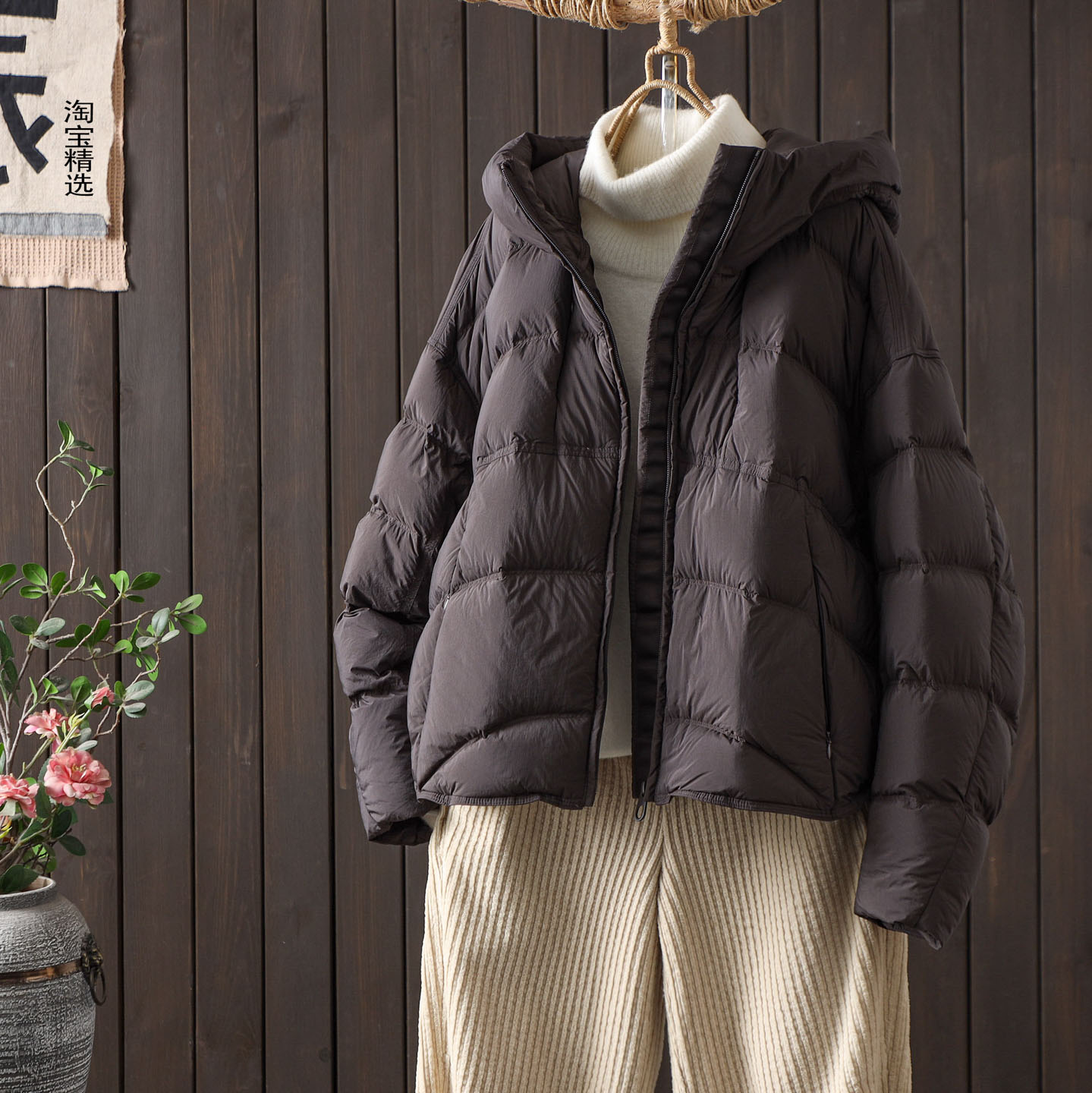 泡芙云朵加厚连帽羽绒服女小个子