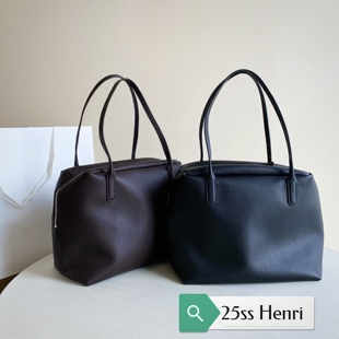 TR原厂Row Henri bag 25SS牛皮保龄球包单肩托特包双手柄荔枝纹
