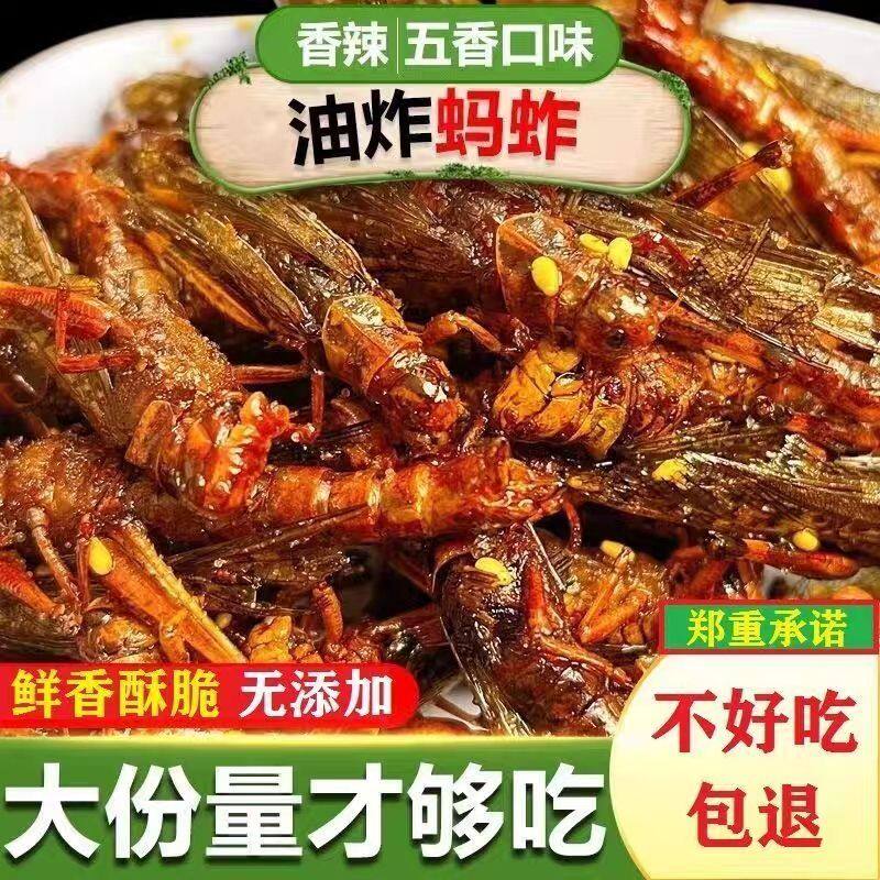 香酥蚂蚱油炸即食油炸蚂蚱蝗虫蚱蜢食用零食虫子烧烤商用昆虫美食