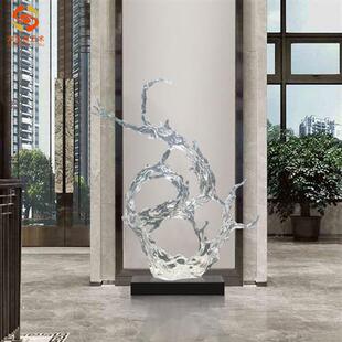 透明浪花落地摆件酒店大堂类龙软装饰物超市中庭商业街艺术品雕塑