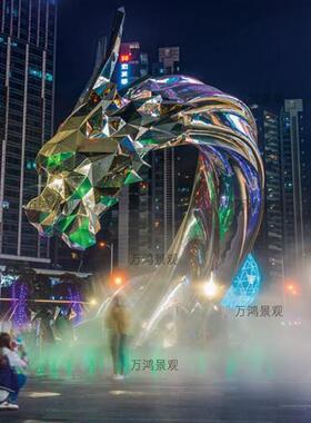 大型不锈钢雕塑定制户外商业陈美摆件园林水景不锈钢景观雕塑