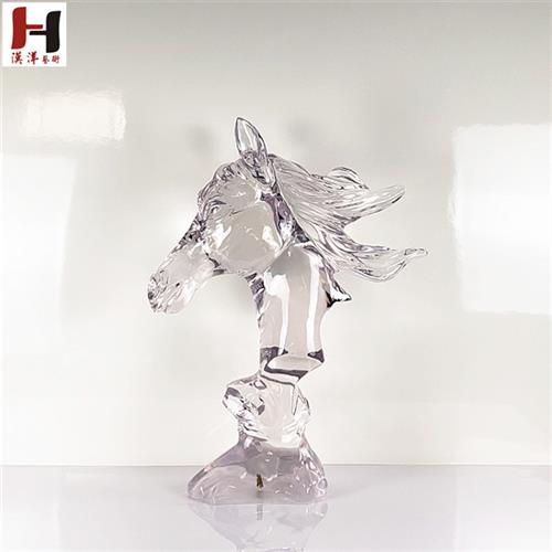 抽象马头雕塑摆件透明树脂雕塑艺术品水晶雕塑家居饰品酒店装饰品