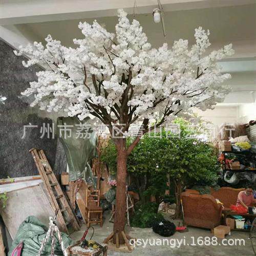 定制仿真梨花树大型假树实木树干婚庆酒店大厅装饰仿真梨花树