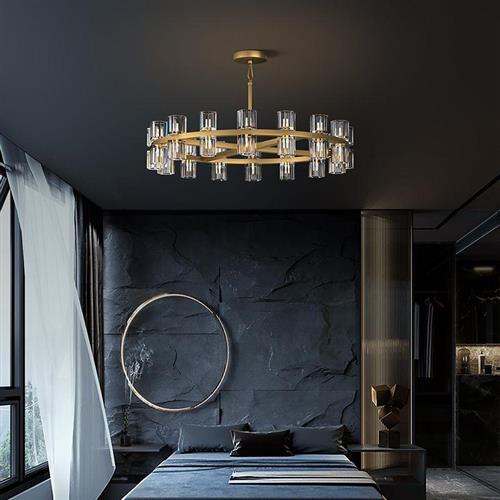 RH美式客厅吊灯现代简约酒店别墅高档水晶灯饰中山灯具外贸