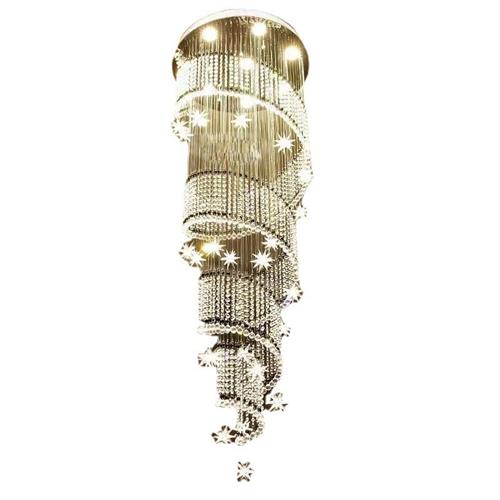 现代简约楼梯水晶灯别墅复式楼挑空大吊灯酒店大厅旋转水晶吊灯